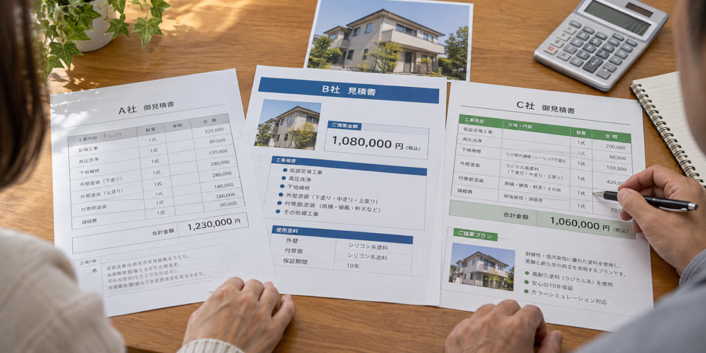 神戸市の外壁塗装見積もり｜他社の見積書を見せてもいい？比較時の注意点